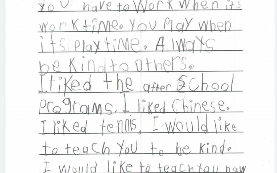 Letters from kindergarteners to their successors