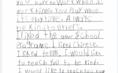 Letters from kindergarteners to their successors